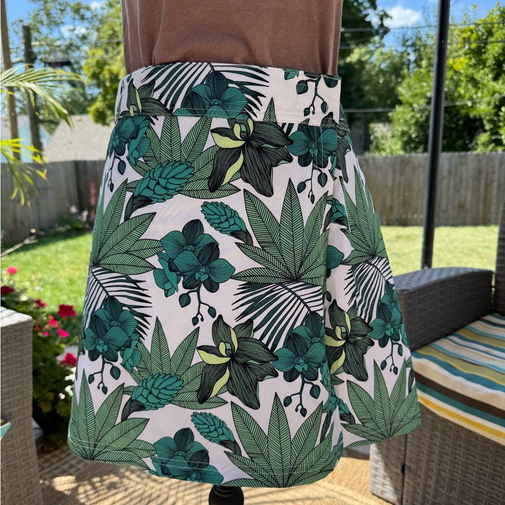 Floral Green and Black Women's Skirt